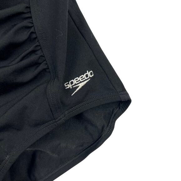 SPEEDO Women's Solid Shirred Tank Padded Built One Piece Black Slimming Swimsuit - Picture 7 of 10